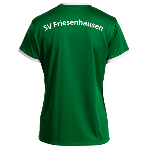 Damen Trikot grün Kragenrand weiß mit Logo und Initialen
