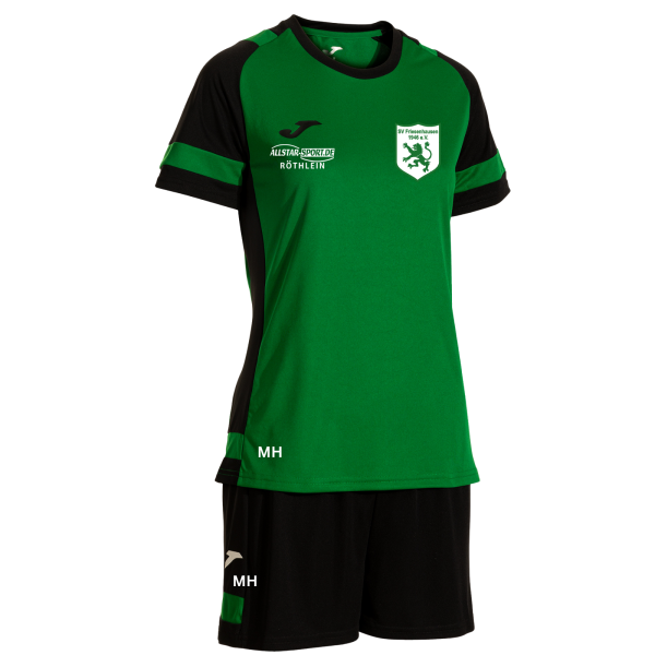 Damen Trainings Set grün mit Logos und Initialen