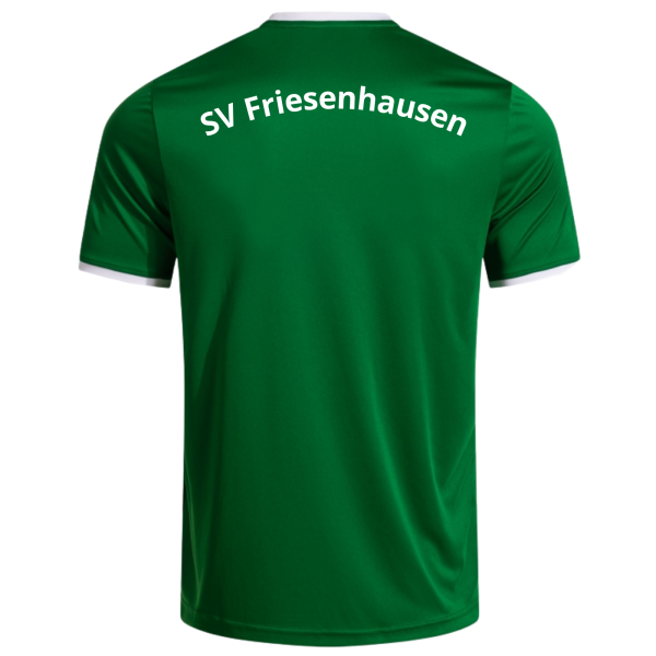 Trikot grün Kragenrand weiß mit Logo und Initialen
