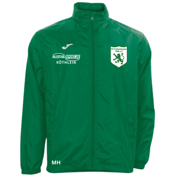 Herren Regenjacke grün mit Logos und Initialen
