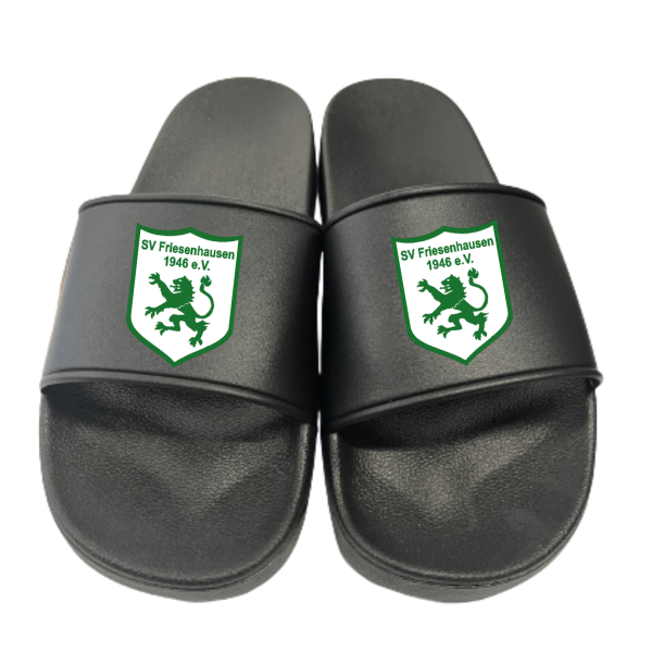 Badeschuhe Badelatschen schwarz mit Logo