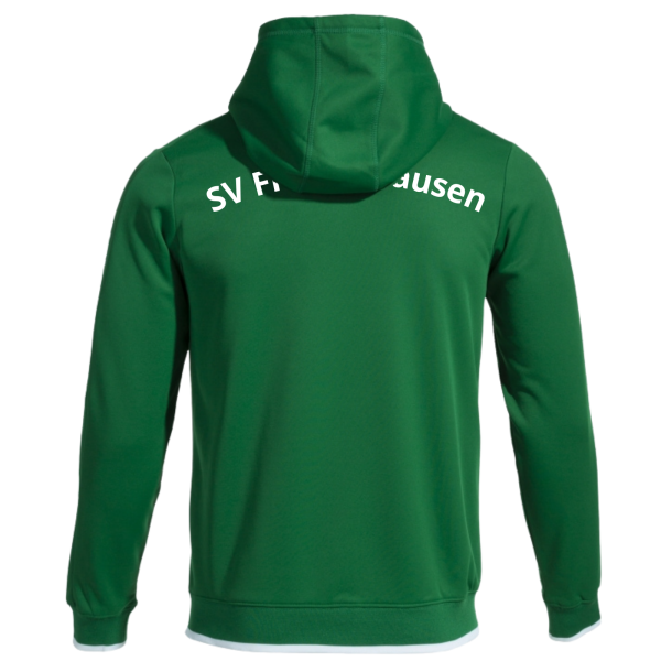 Sweatjacke mit Kapuze grün mit Logos und Initialen