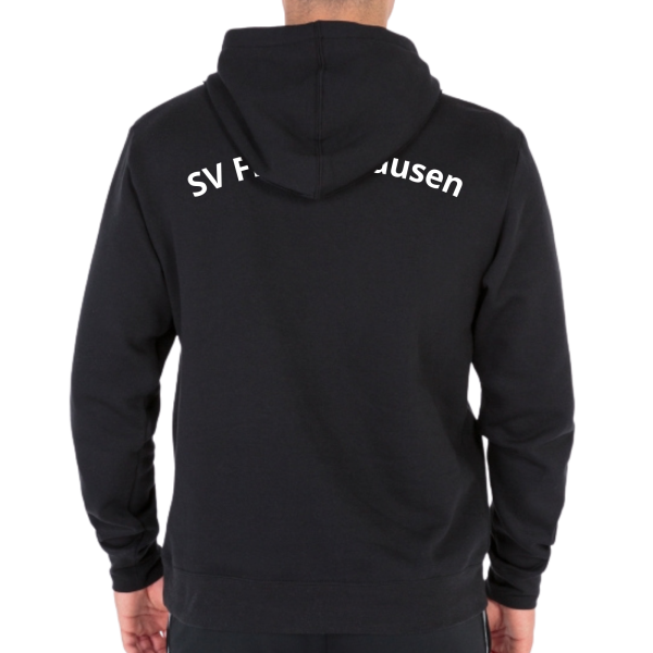 Sweatjacke mit Kapuze schwarz mit Logos und Initialen